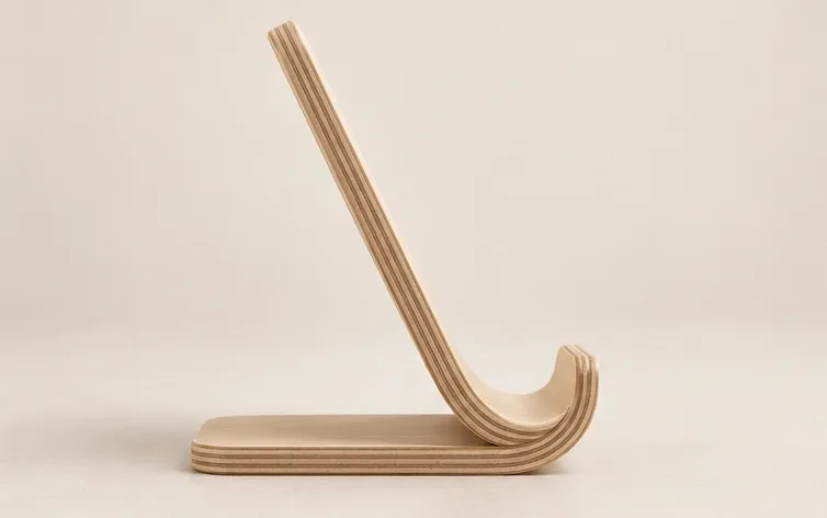 แท่นวางมือถือไม้อัดดัดโค้ง — ด้านข้าง