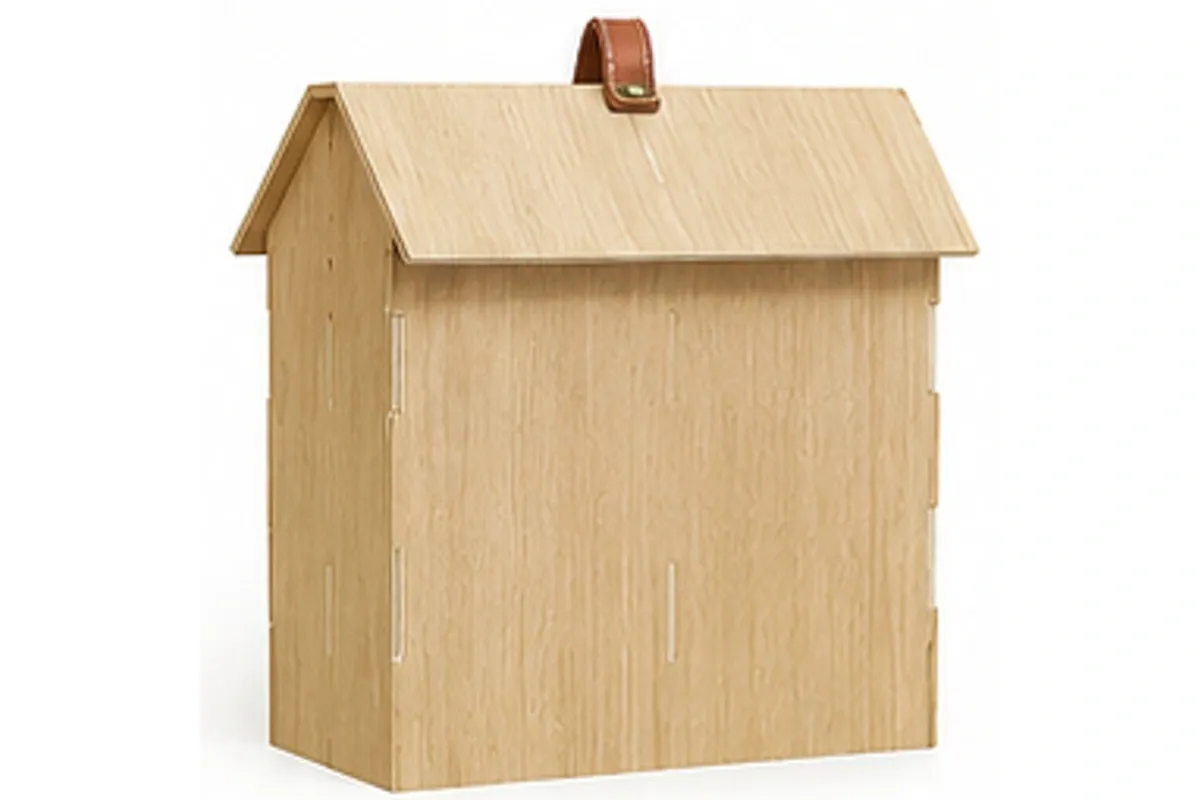บ้านไม้จำลองพร้อมหูหิ้ว 35 × 40 × 45 ซม. — ด้านข้าง